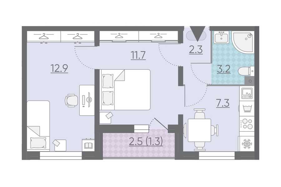 Двухкомнатная квартира в : площадь 38.7 м2 , этаж: 10 – купить в Санкт-Петербурге